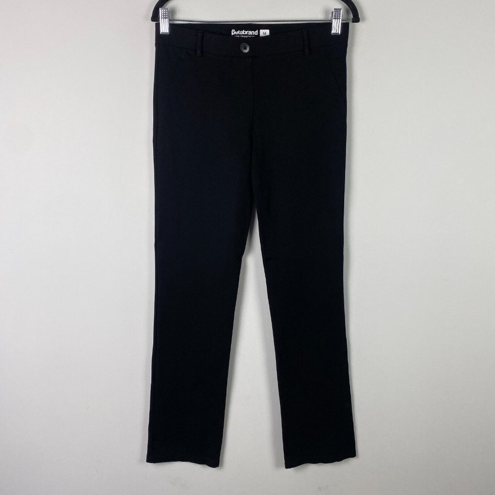 Betabrand Womens Size M Classic Straight Leg Dress Pant Yoga Black W0076-BK